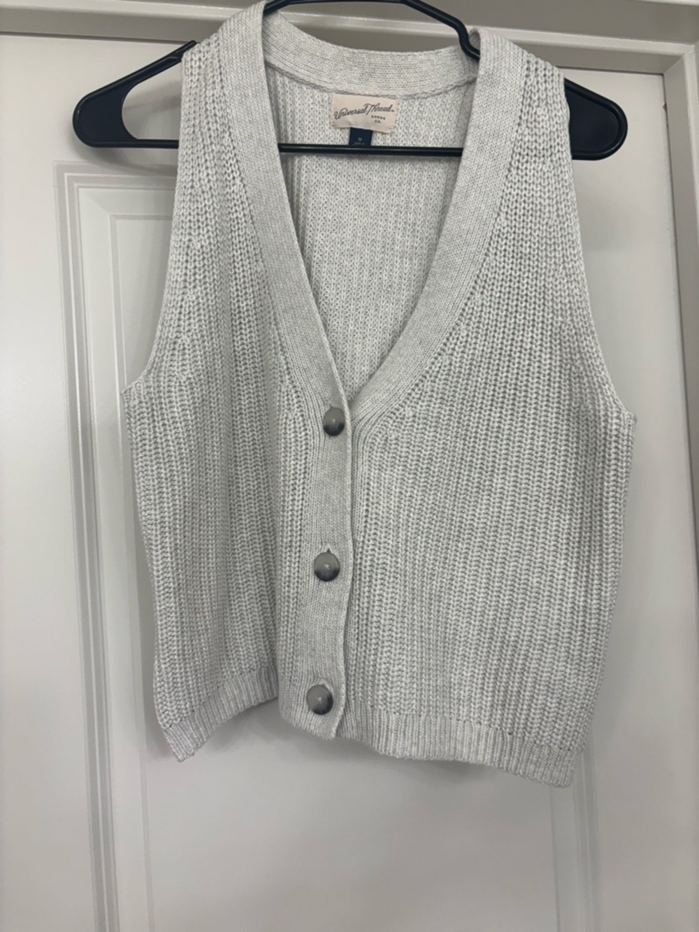 Universal Thread Light Gray Knit Button-Front Sweater Vest